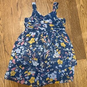 Abercrombie kids Navy Floral Tiered Romper with Yellow & Pink Flowers
